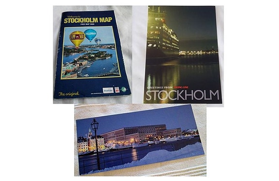 Postikorttia setti Tukholmasta + Stockholm Map 2009, ruotsi