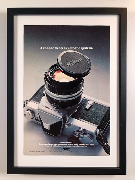 Framed 1974 Vintage Nikon Nikkormat FTN Camera Original Magazine Advertisement