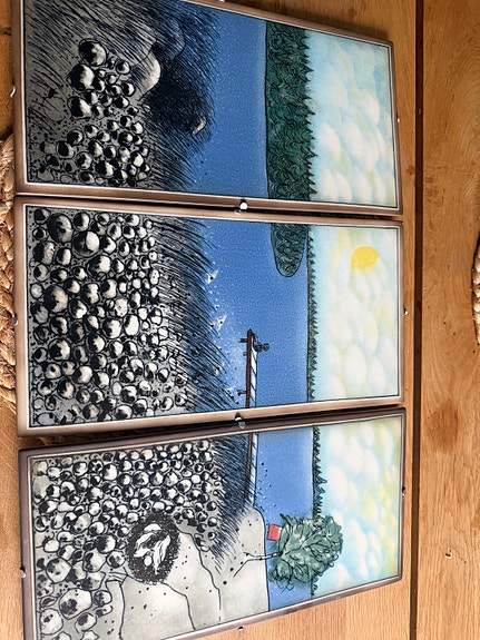 Heljä Liukko-Sundström Rantamaisema triptyykki taulu