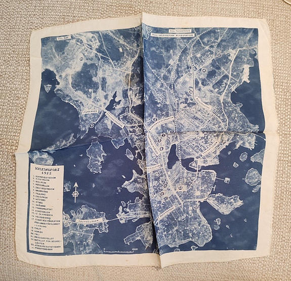 Olympialaiset Helsingissä 1952 nenäliina - Helsingin kartta