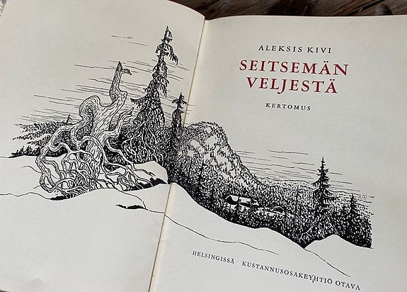 Aleksis Kivi Seitsemän veljestä kirja, kuvittanut Erkki Tanttu