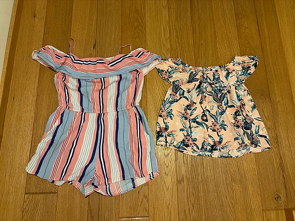 Röyhelöpaita ja jumpsuit viskoosia 134/140