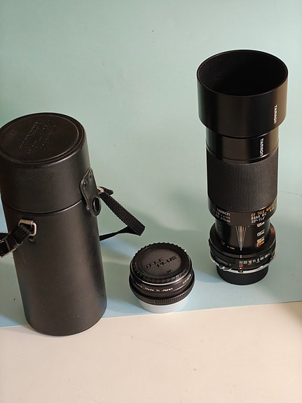 Tamron 80-210 mm telezoom / 3,8-4 Nikon adapterilla  ja 2X Kenko telejatke