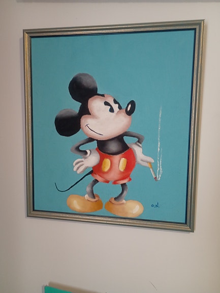 Mikki-Hiiri- Öljyvärimaalaus