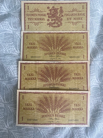 Suomen Pankki yksi markka setelit 1963