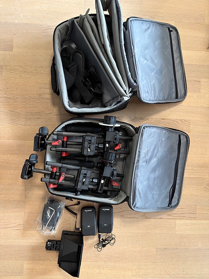 Benro video shoulder rig x2 Sony näyttö ja Rode link