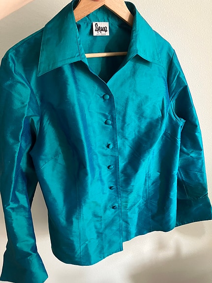 Made in Finland vintage silkkipaita / jakku (100% silkkiä, Lena Lahti), koko 40