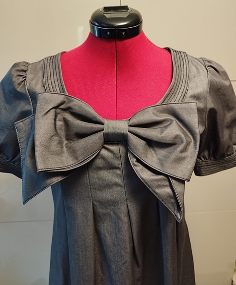 Ted Baker Cotton Dress – Grey – Bow Detail – Size 2 – Good