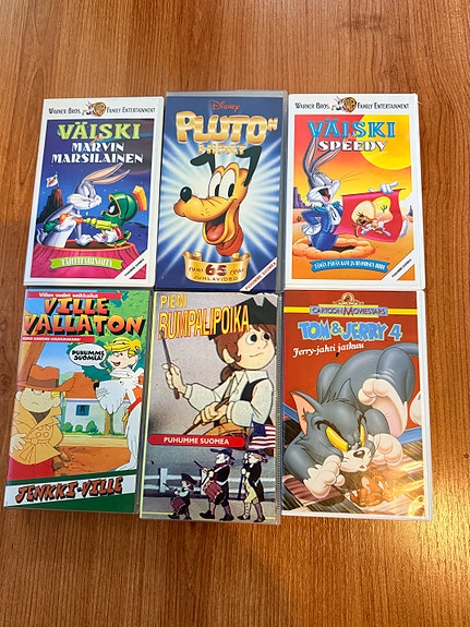 Lasten vanhat piirroselokuvat VHS-kasetit 6 kpl