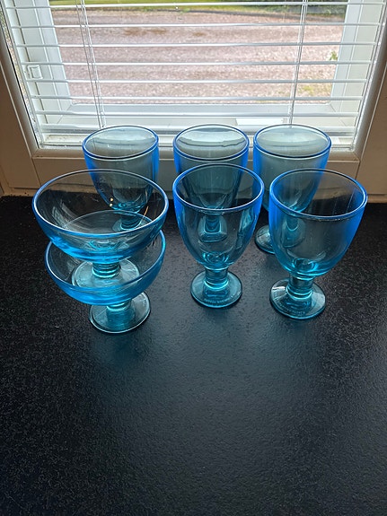 Iittala Verna lasit 5kpl ja jälkiruokakulhot 2kpl