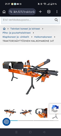 Traktori käyttöinen halkomakone 14T