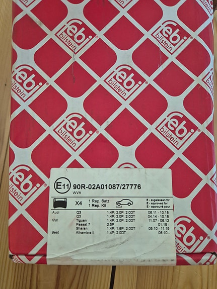 Jarrupalat VW,Audi,seat, Passat, tiguan, sharan, Q3, alhambra ll,