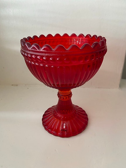 Iittala mariskooli jalallinen kulho punainen lasi
