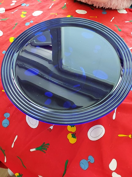 Iittala sininen lasilautanen