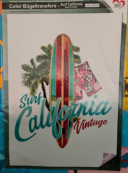 Uusi silityskuva „Surf California Vintage“