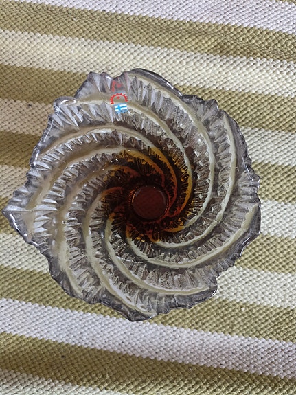 Tauno Wirkkala Humppila Glass Vase: Amber Clear Revontulet, 1970x