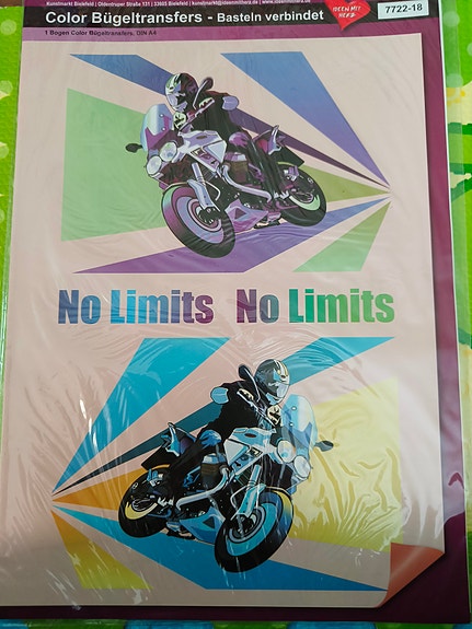 Uusi silityskuva „No Limits moottoripyörä"