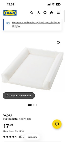 VÄDRA Hoitoalusta ja päällinen
