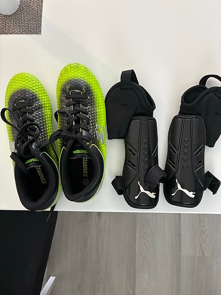 Starter jalkapallokengät koko 37 ja Puma säärisuojat