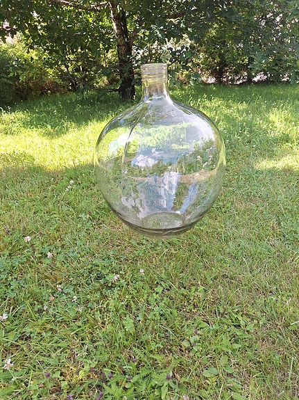 Iso vanha lasipullo / AIV-pullo (korkeus 60 cm) – Täysin ehjä ja kirkas