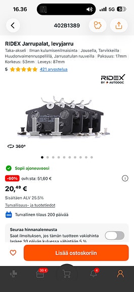 Skoda jarrupalasarja taka-akselille