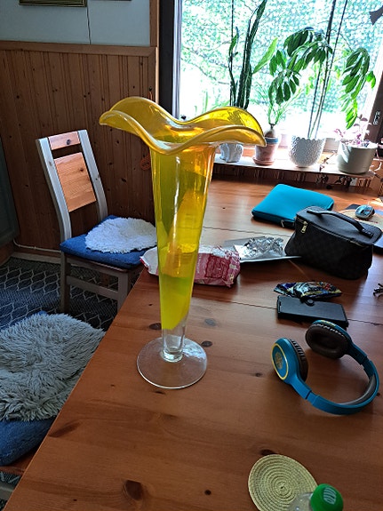 Murano korkea lasimaljakko