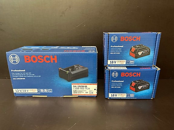 UUSI BOSCH GAL 12V/18V-80 laturi + 2 kpl BOSCH PRO GBA 18V 5.0 Ah Akku OVH 329€