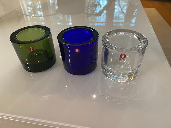 Iittala Kivi tuikkukipot vihreä, koboltinsininen ja kirkas
