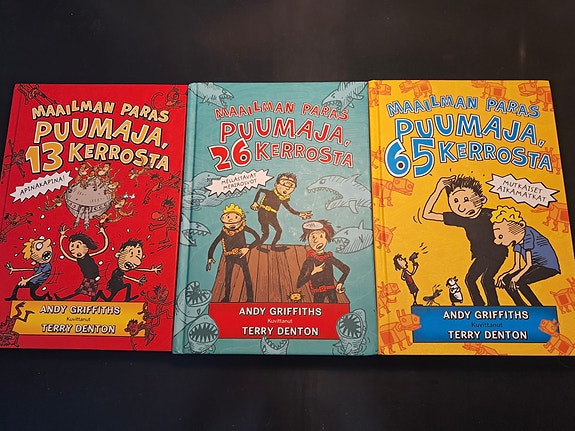 Maailman paras puumaja -kirjasarja 3 kirjaa (13, 26 ja 65 kerrosta)