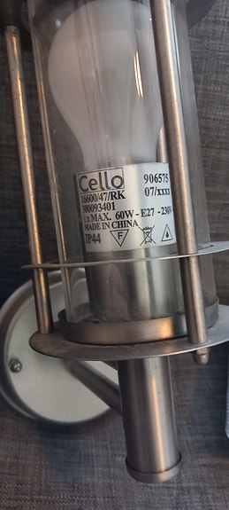 Cello ulkoseinävalaisin E27 60W ruostumaton teräs