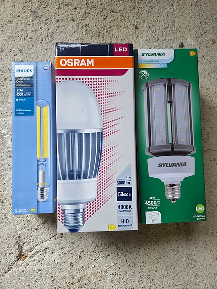 Philips, Osram ja Sylvania E27 LED -lamput