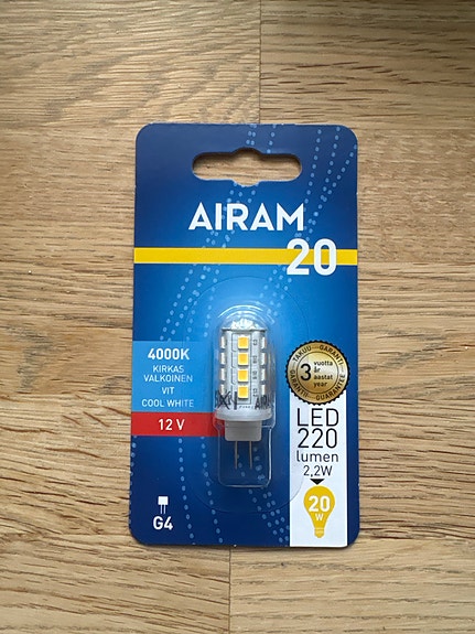Uusia Airam LED lamppuja 12 V G4 kanta