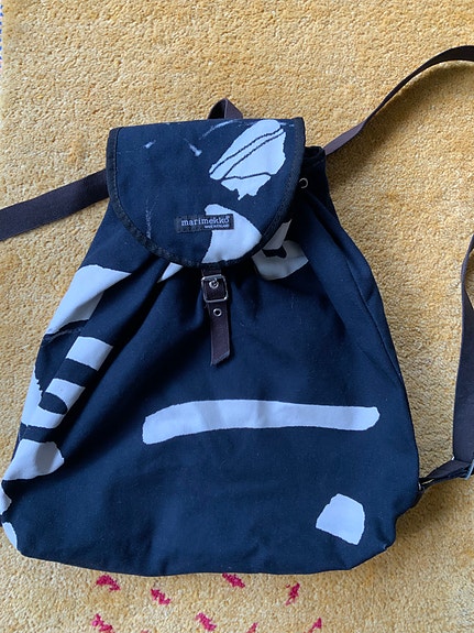 Marimekko harvinainen reppu / kangasreppu, retro, tehty Suomessa