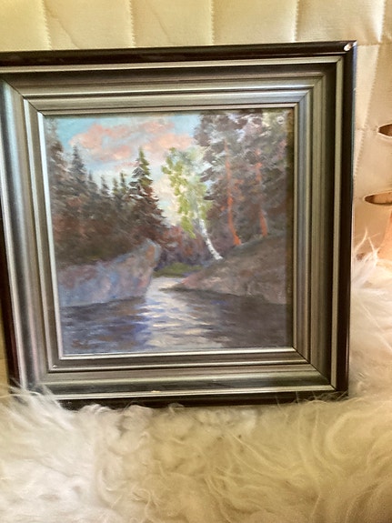 Metsämaisema-öljymaalaus kehystetty taulu