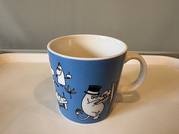 Arabia Muumi Muki Sininen maalaava Muumipappa 1990-1996