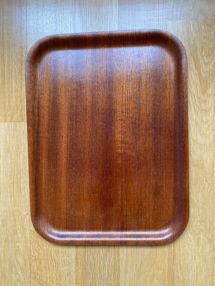 Vintage Backman tarjotin tiikkivaneri n. 43x32 cm