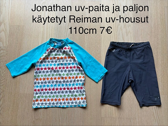 Jonathan uv-paita ja Reima shortsit 110cm