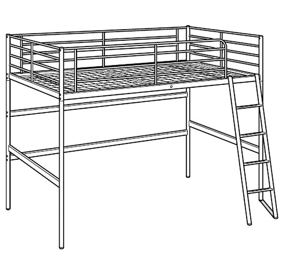 IKEA parvisänky metallinen kerrossänky tikkailla