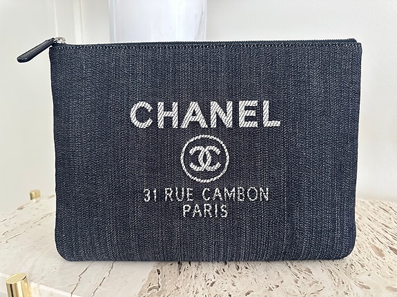 Chanel deauville denim clutch