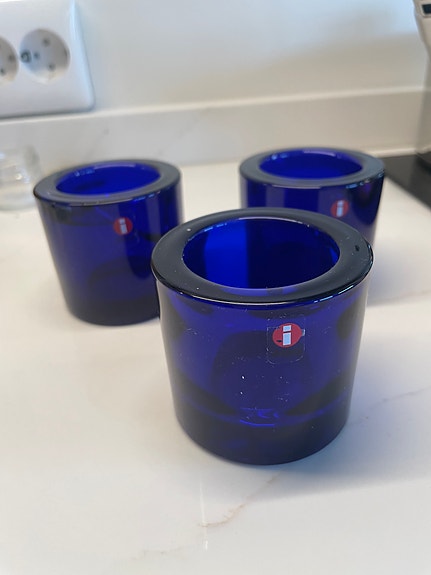 Iittala Kivi tuikkukupit koboltinsininen