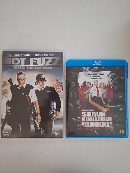 Hot Fuzz DVD ja Shaun of the Dead Blu-ray elokuvat