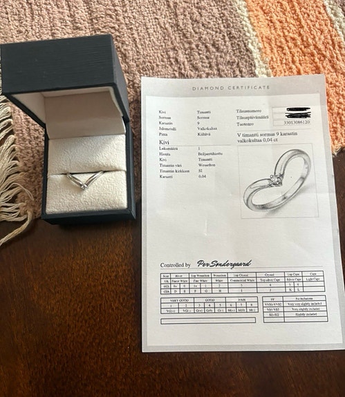 Valkokultainen timanttisormus 0.04 ct