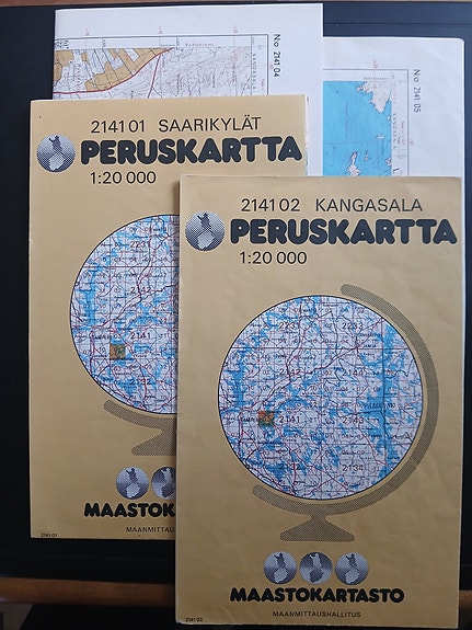 Peruskartta 1:20000 (4kpl) Kangasala, Pälkäne, Sahalahti, Saarikylät