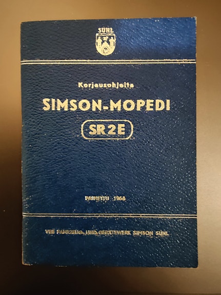 Simson mopon alkuperäinen huoltokirja.