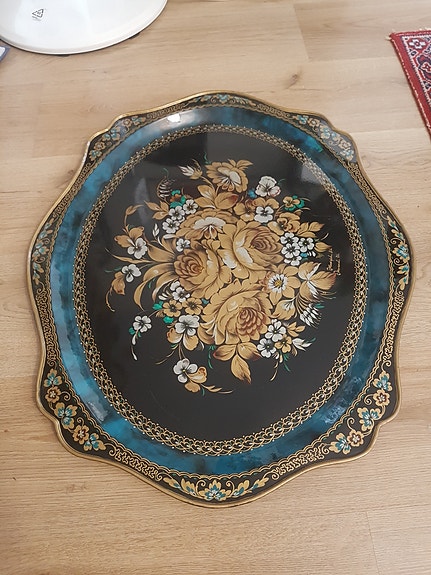 Vanha iso metalli tarjotin 70cm