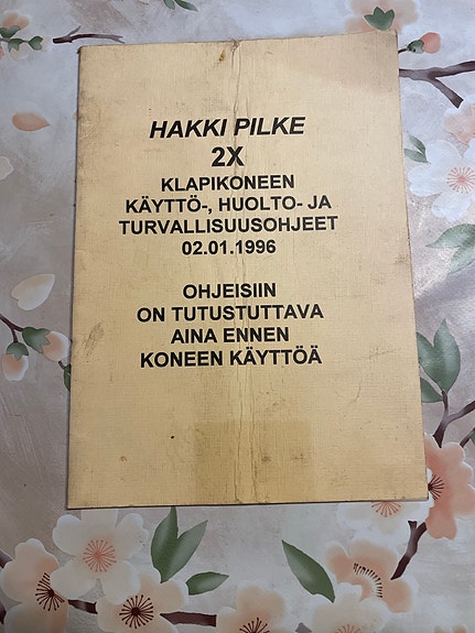 Hakki Pilke 2X klapikoneen käyttö- ja huolto-ohjekirja