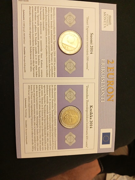 2 euron erikoisrahat Suomi ja Kreikka 2014
