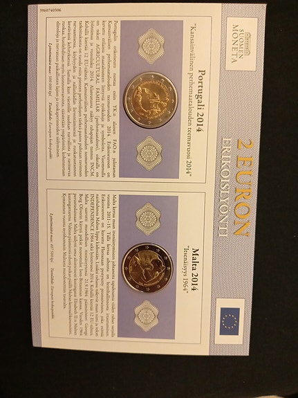2 euron erikoisrahat Portugali ja Malta 2011
