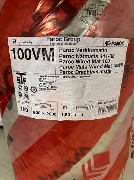 Paroc 100VM kivivillamatto 100 mm 900x2000