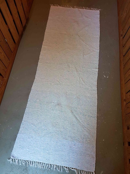 Räsymatto valkoinen - vaaleanvihreä 70x200